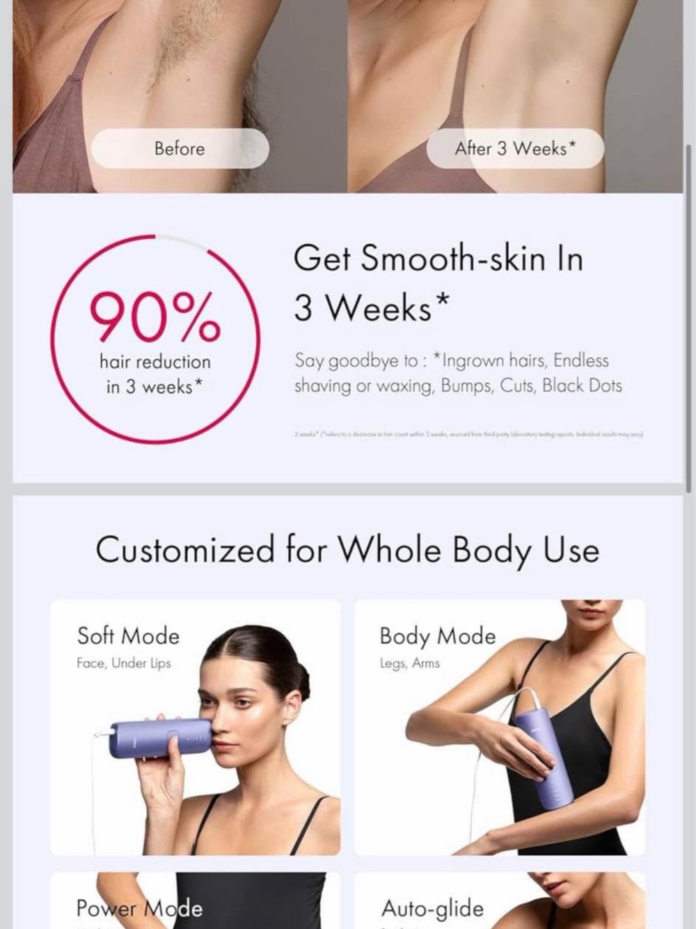 SmoothSkin Hair Reduction Device - Purple | Women Bath & Body